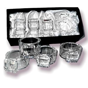 8 oleg cassini crystal wedding/engagement ring napkin rings